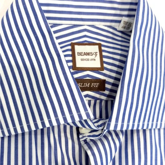 BEAMS F men’s  Striped Shirt cotton MADE IN JAPAN - Picture 4 of 9